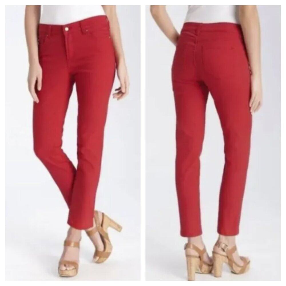 NYDJ Women's Alisha Twill Ankle Jean Red Size 8P